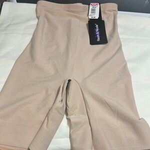 Tan High-Waisted Bike Shorts with Seamless Finish